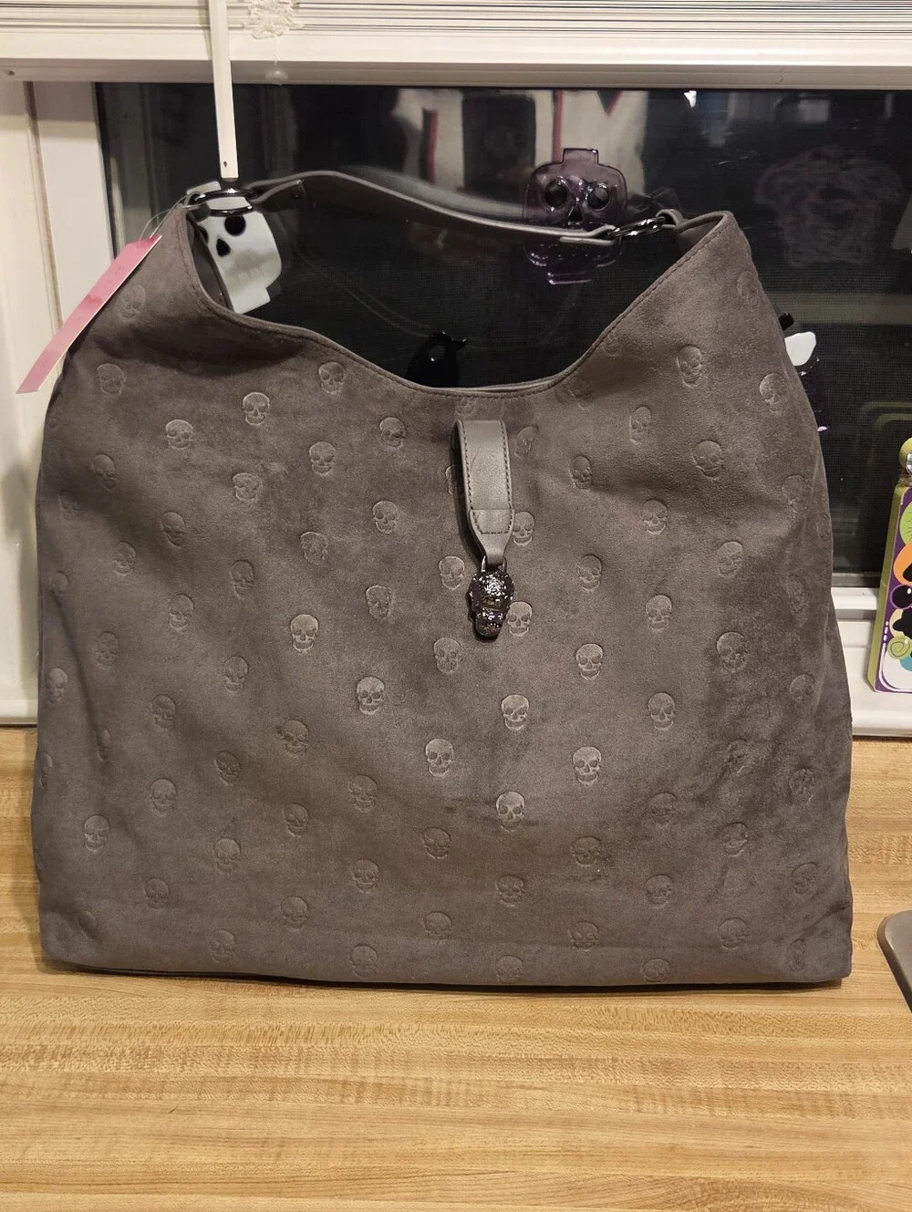 Betsey Johnson NWT Suede Skull Hobo Bag